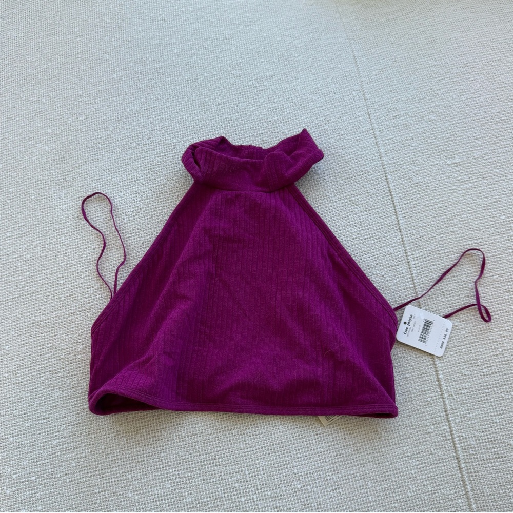 NWT Free People Movement Very Berry cropped halter top - size M